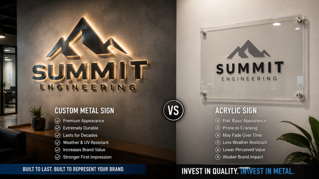 custom metal sign vs acrylic signs