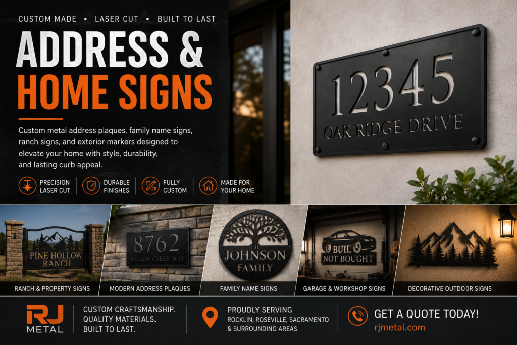 metal home address signs